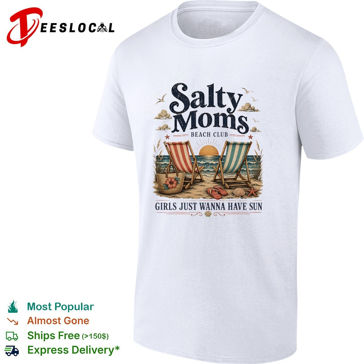 Salty moms beach club girls just wanna have sun chairs shirt