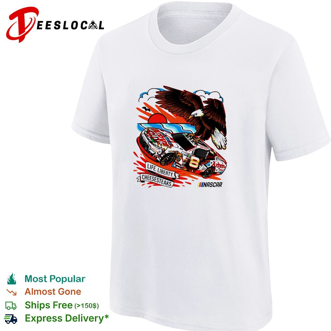 Sammy Smith JR Motorsports Arby’s Life Liberty Cheesesteaks NASCAR race car shirt
