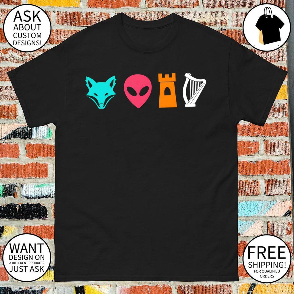 San Antonio Basketball Big 4 Icons Fox Alien Castle Harper shirt