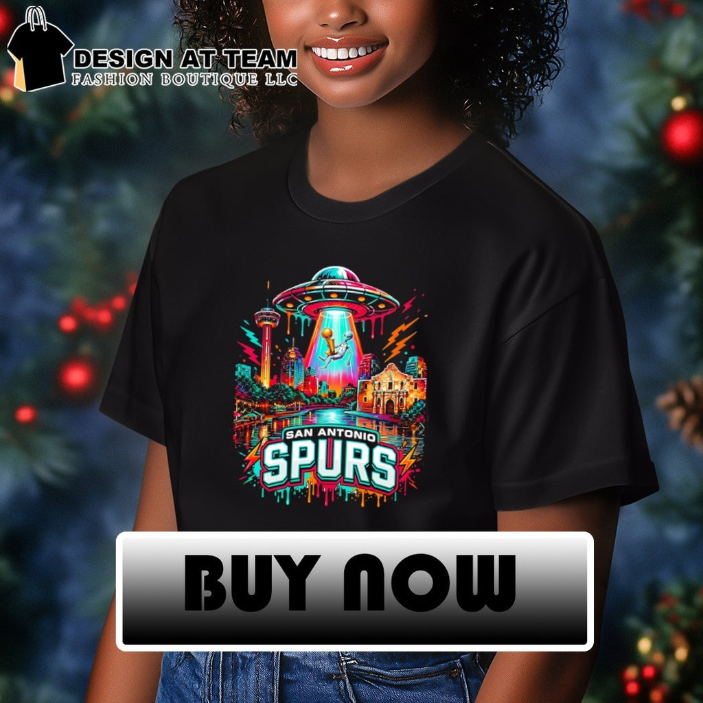 San Antonio Spurs Alien UFO Art Neon Texas Skyline NBA Finals Champions shirt