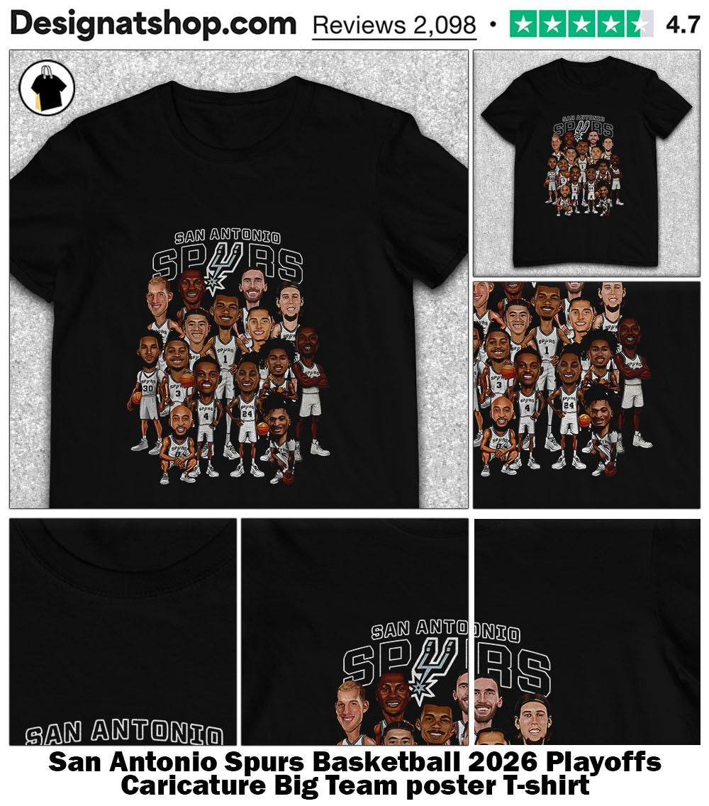 San Antonio Spurs Basketball 2026 Playoffs Caricature Big Team poster shirt