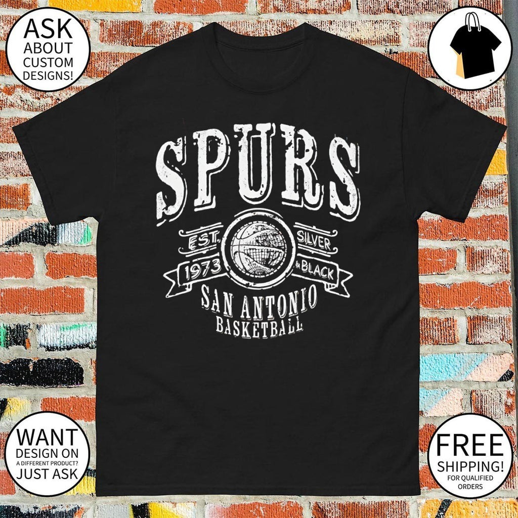 San Antonio Spurs Basketball Go Spurs Go Silver Black est 1973 shirt