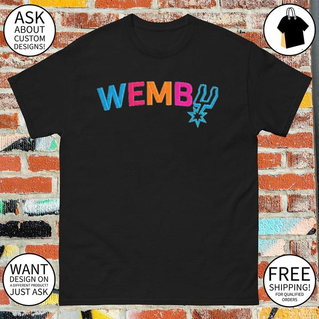 San Antonio Spurs basketball player Wemby color text shirt