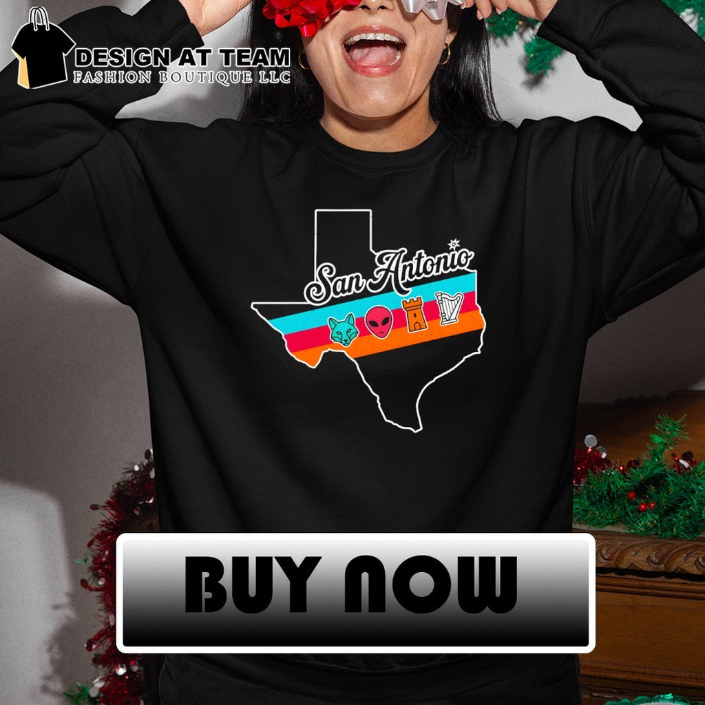 San Antonio Texas Map Fox Alien Castle Harper shirt