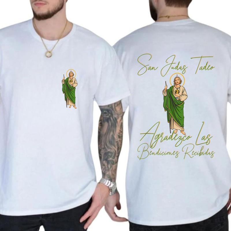 San Judas Tadeo Latino 2 Sides T-Shirt Classic Cotton Fabric Suitable for men and women Hoodie Sweatshirt | PrintMintTees.com