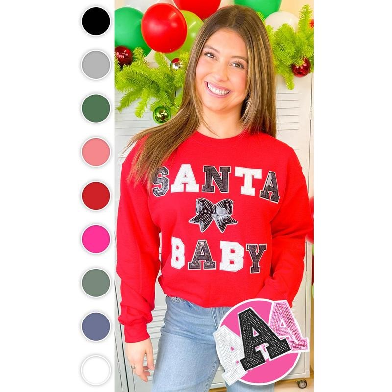 Santa Baby Sequin Graphic Sweatshirt Shirt Hoodie | PrintMintTees.com