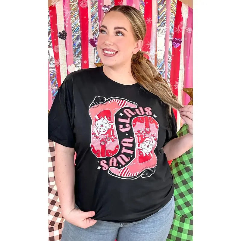 Santa Claus Boots Christmas Graphic T-Shirt Hoodie Sweatshirt | PrintMintTees.com