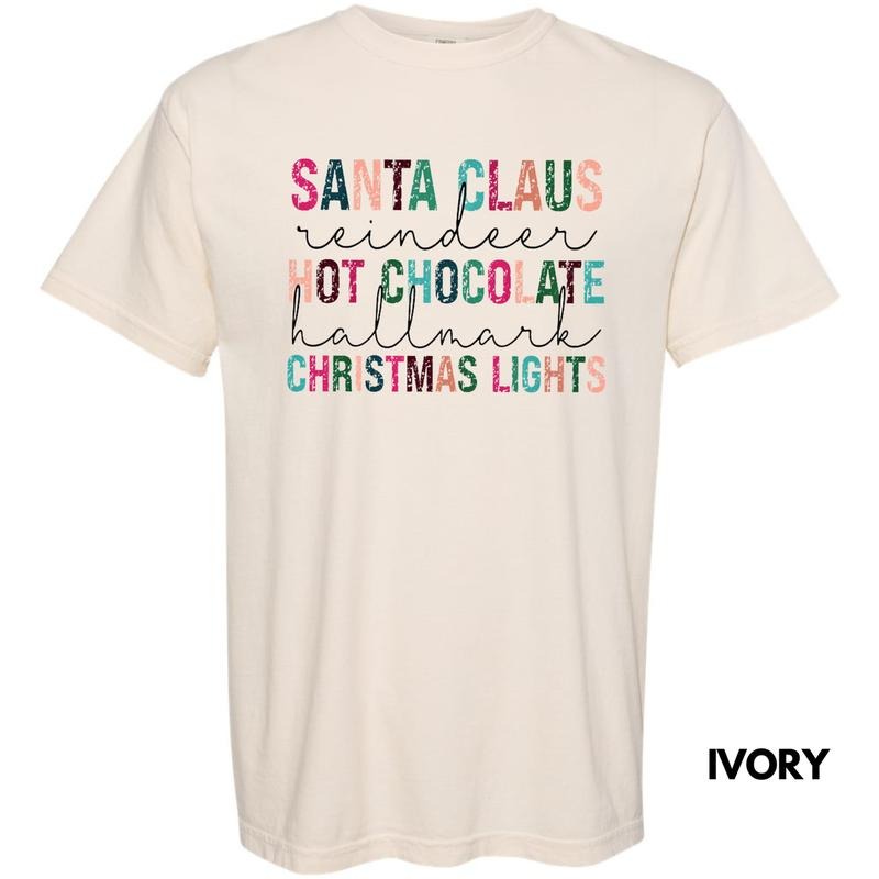 Santa Claus Hot Chocolate Words Comfort Colors T-Shirt Hoodie, Sweatshirt | PrintMintTees.com