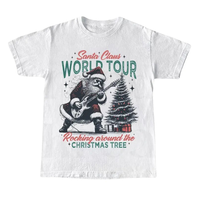 Santa Claus World Tour Christmas Shirt, Rocking Around The Christmas Tree Hoodie Sweatshirt | PrintMintTees.com