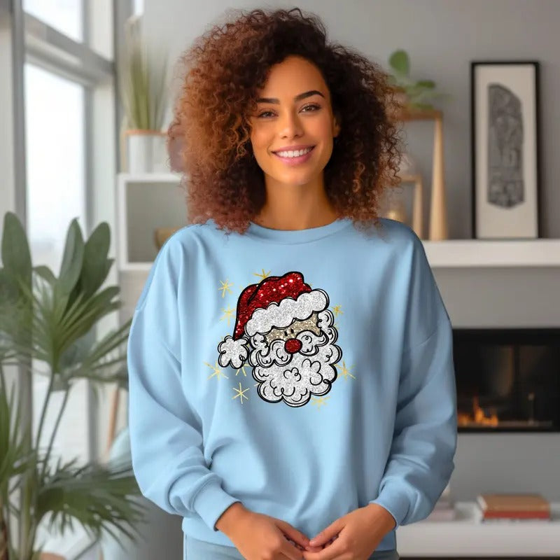Santa Crewneck Sweatshirt Shirt Hoodie | PrintMintTees.com