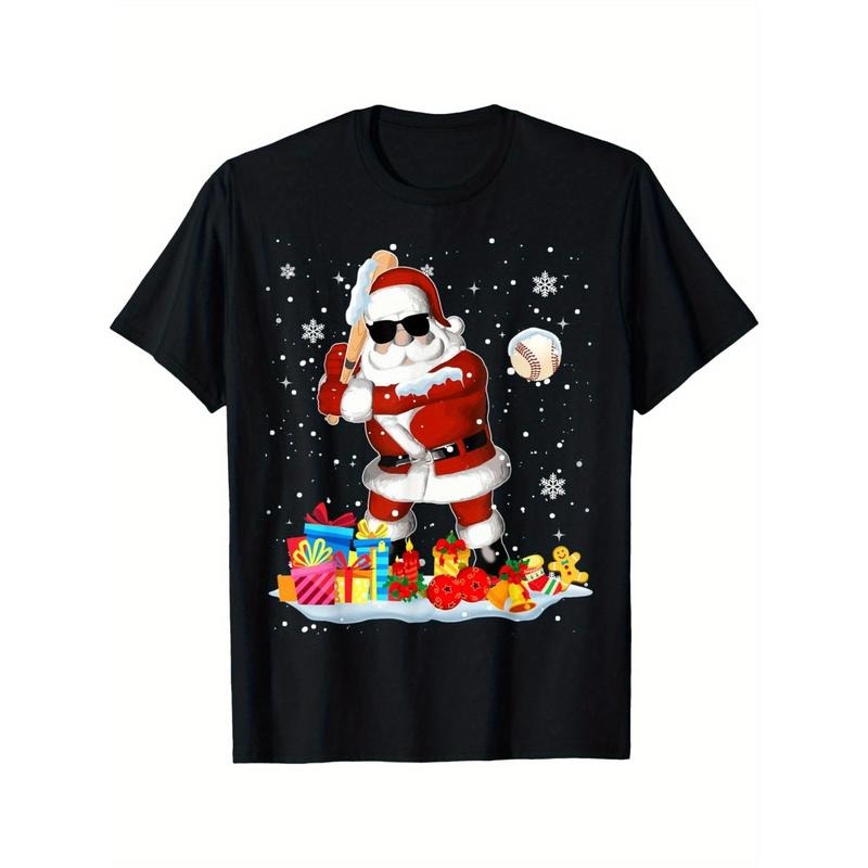 Santa Playing Baseball Cool Christmas Santa Baseball Player men's T-Shirt made in usa Hoodie Sweatshirt | PrintMintTees.com