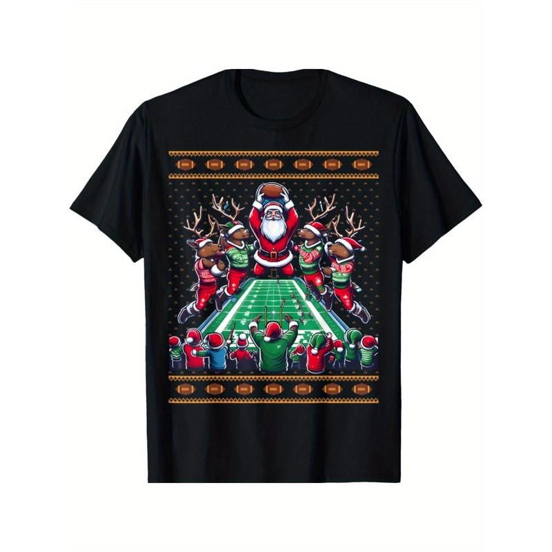 Santa Reindeer Play American Football Christmas Football Fan T-Shirt made in usa Hoodie Sweatshirt | PrintMintTees.com