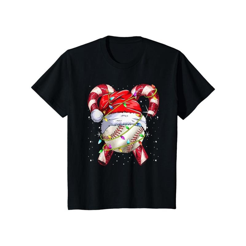 Santa Sports Candy Cane Christmas Baseball Player Men T-Shirt made in usa Hoodie Sweatshirt | PrintMintTees.com