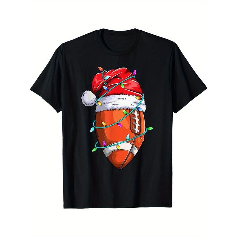 "Santa Sports T-Shirt for Men - Christmas Football Player Graphic Tee" made in usa Hoodie Sweatshirt | PrintMintTees.com