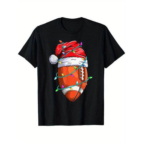"Santa Sports T-Shirt for Men - Christmas Football Player Graphic Tee" made in usa Hoodie Sweatshirt | PrintMintTees.com