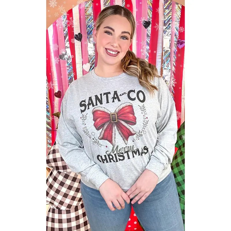 Santa and Company Merry Christmas Graphic Long Sleeve T-Shirt Hoodie Sweatshirt | PrintMintTees.com