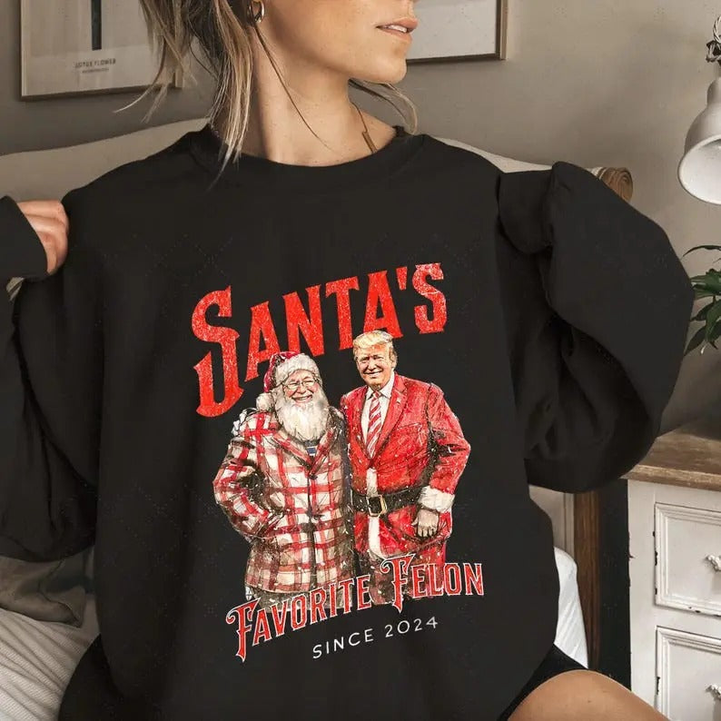 Santa's Favorite Felon sweatshirt, I'll Be Home for Christmas Trump Xmas sweatshirt Shirt Hoodie | PrintMintTees.com