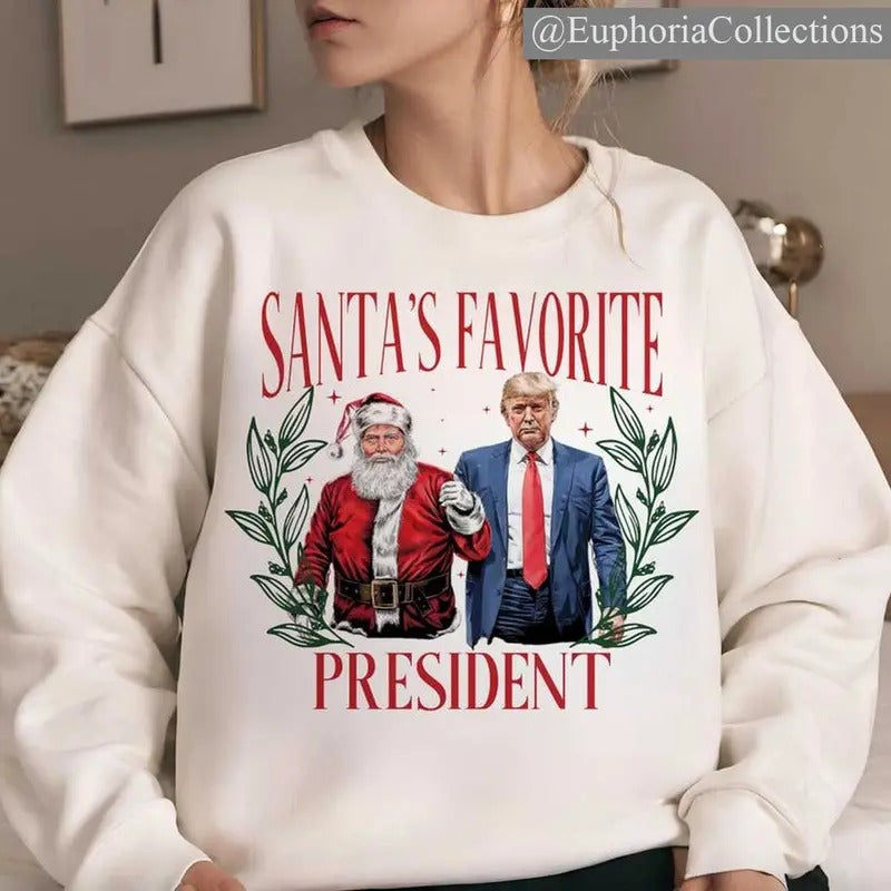 Santa's Favorite President #Trump Christmas T-Shirt, Sweater, Hoodies , Global Trending Outfits Sweatshirt