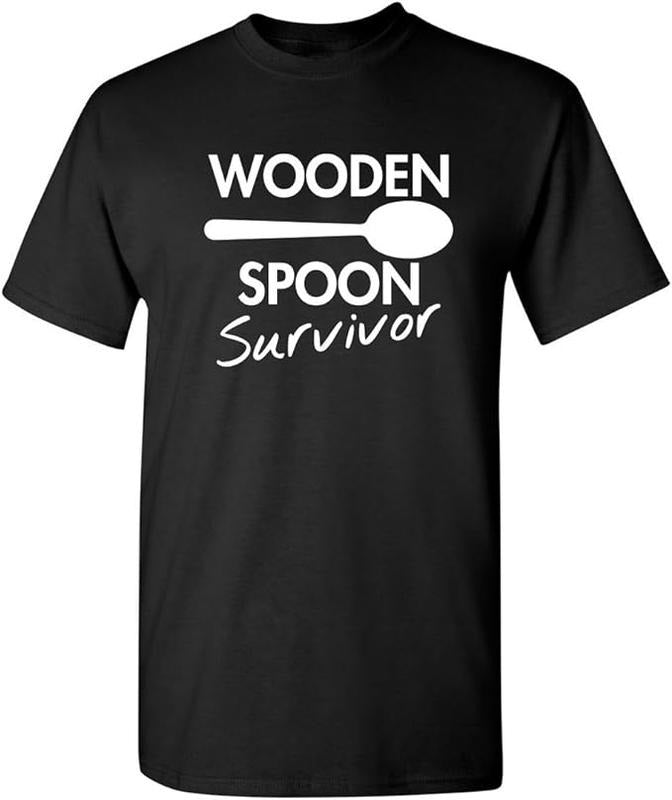 Sarcastic Humor Shirts, Wooden Spoon Survivor Adult Humor Men's Graphic Novelty Sarcastic Funny T-Shirt Menswear Top...
