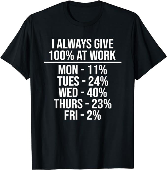 Sarcastic Work Shirts I Always Give 100% Work Funny Work Quotes Humor Sarcastic Menswear Top Shirt Hoodie Sweatshirt