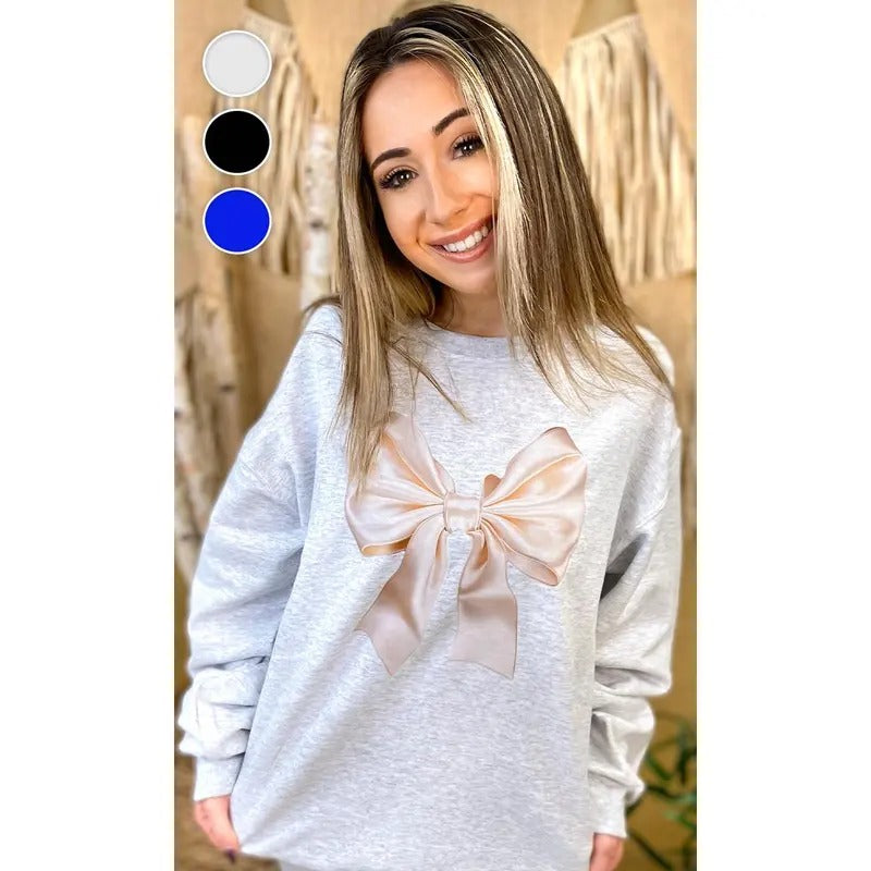 Satin Bow Graphic Sweatshirt Shirt Hoodie | PrintMintTees.com