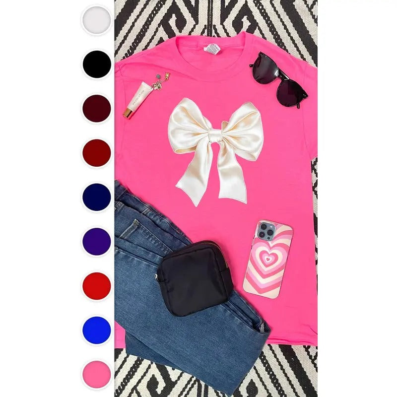 Satin Bow Graphic T-Shirt Hoodie Sweatshirt | PrintMintTees.com