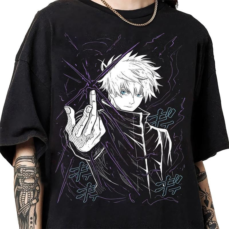 Satoru Gojo Anime Shirt, Anime Lover Shirt Cotton Crew Neck Anime Gojo Gift Men and Women T-shirt Menswear Top Hoodie...
