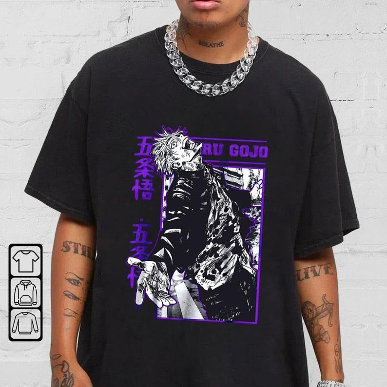 Satoru Gojo Jujutsu Kaisen Anime T-Shirt Menswear Top Hoodie Sweatshirt | PrintMintTees.com