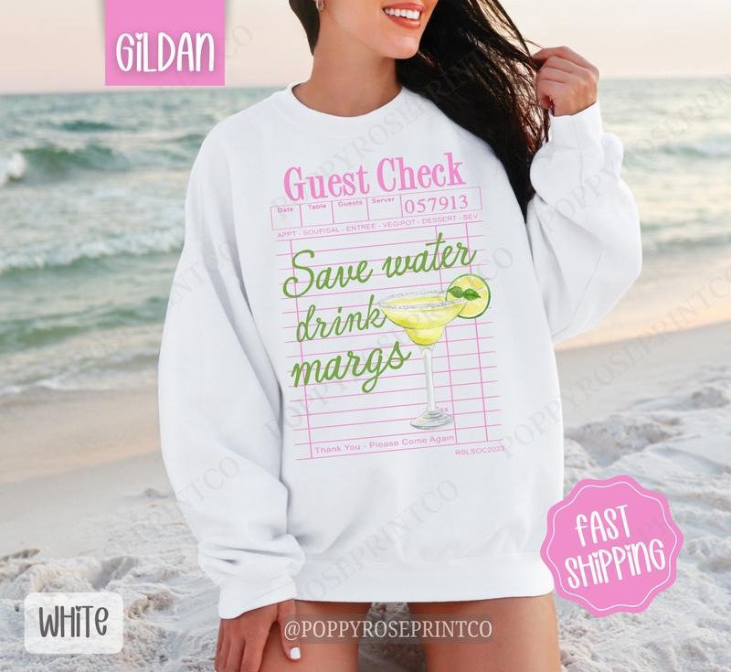 Save Water Drink Margs Sweatshirt, Cute Cocktail Sweater, Trendy Margarita Crewneck T-Shirts, Hoodie | PrintMintTees.com