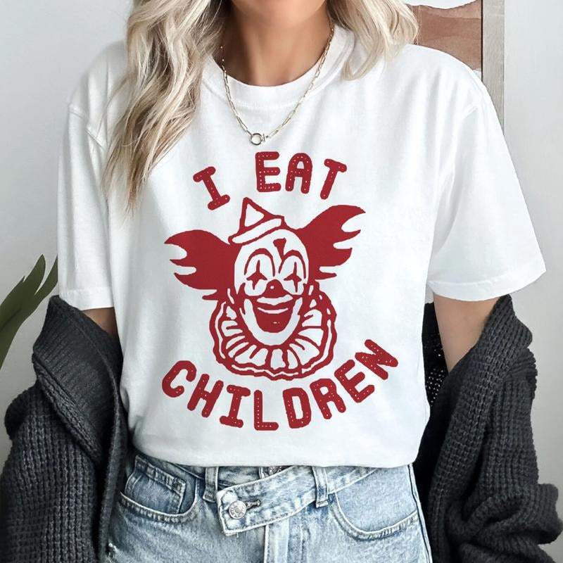 Scary Clown I Eat T Shirt IT Lovers Halloween Horror Movie Shirts Spooky Season Shirt Halloween Party Hoodie Sweatshirt