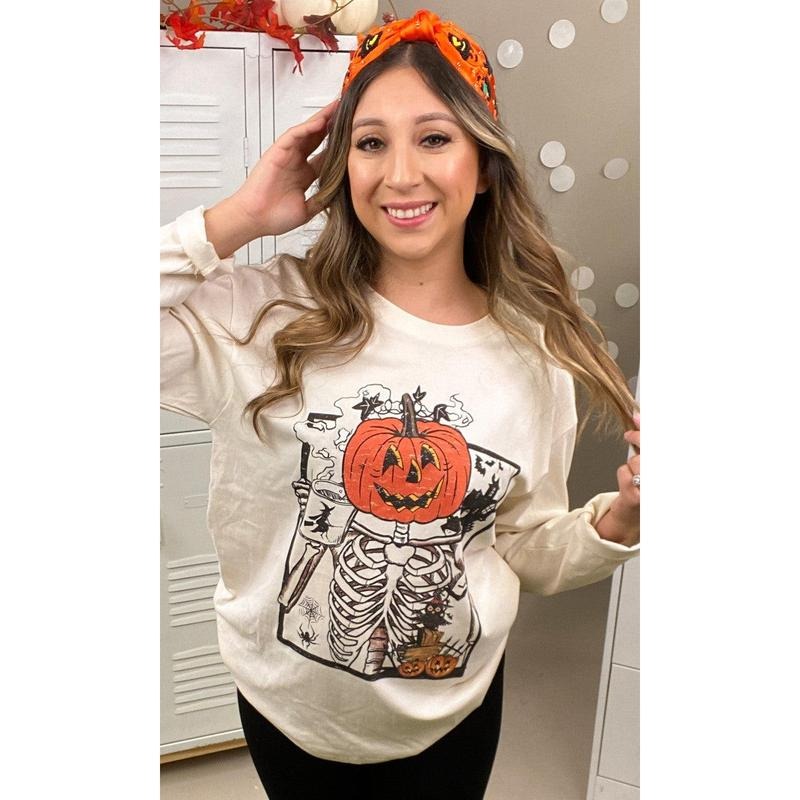 Scary Skeleton Boyfriend Long Sleeve Graphic T-Shirt Hoodie Sweatshirt | PrintMintTees.com