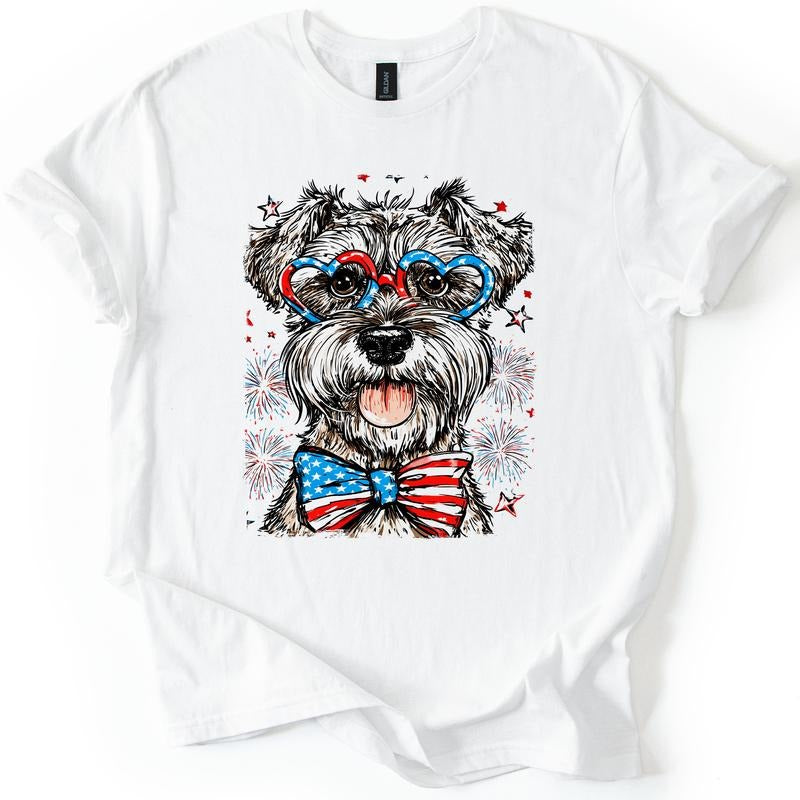 Schnauzer Patriotic Dog, USA, America, Pet Lover, 4th of July, Soft Style T-Shirt, Soft Style Tee, Women's Graphic Tshirt...
