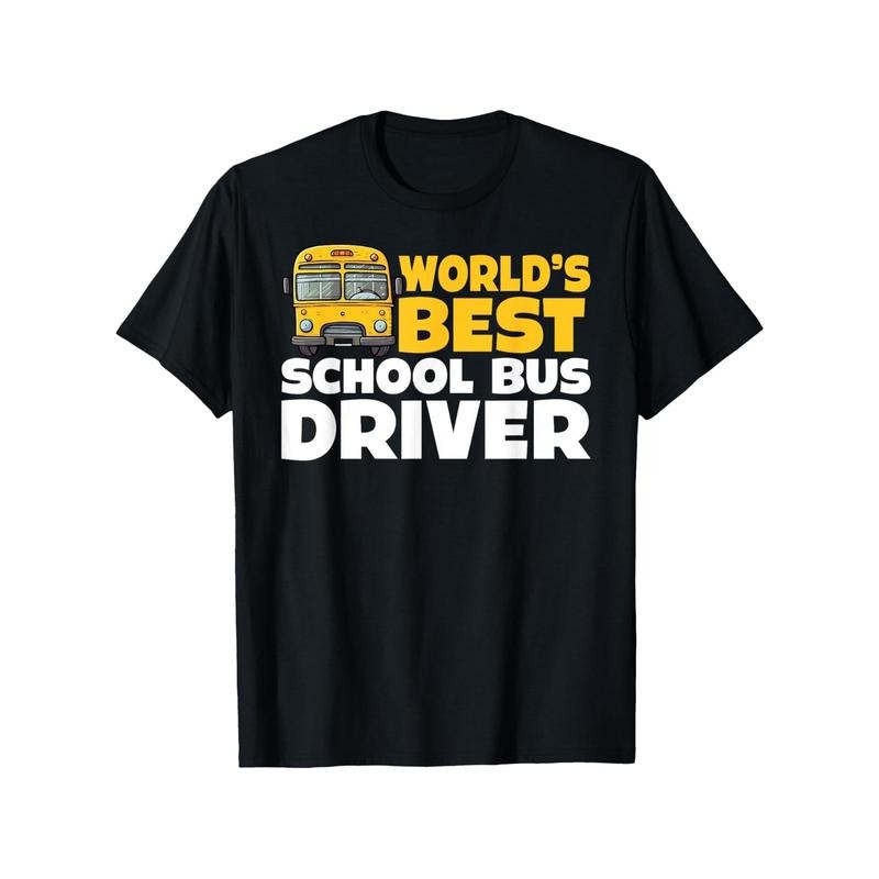 School Bus Driver Worlds Best Bus Driver T-Shirt,  Women'S Four Seasons Cotton Casual Round Neck Outdoor Personality...