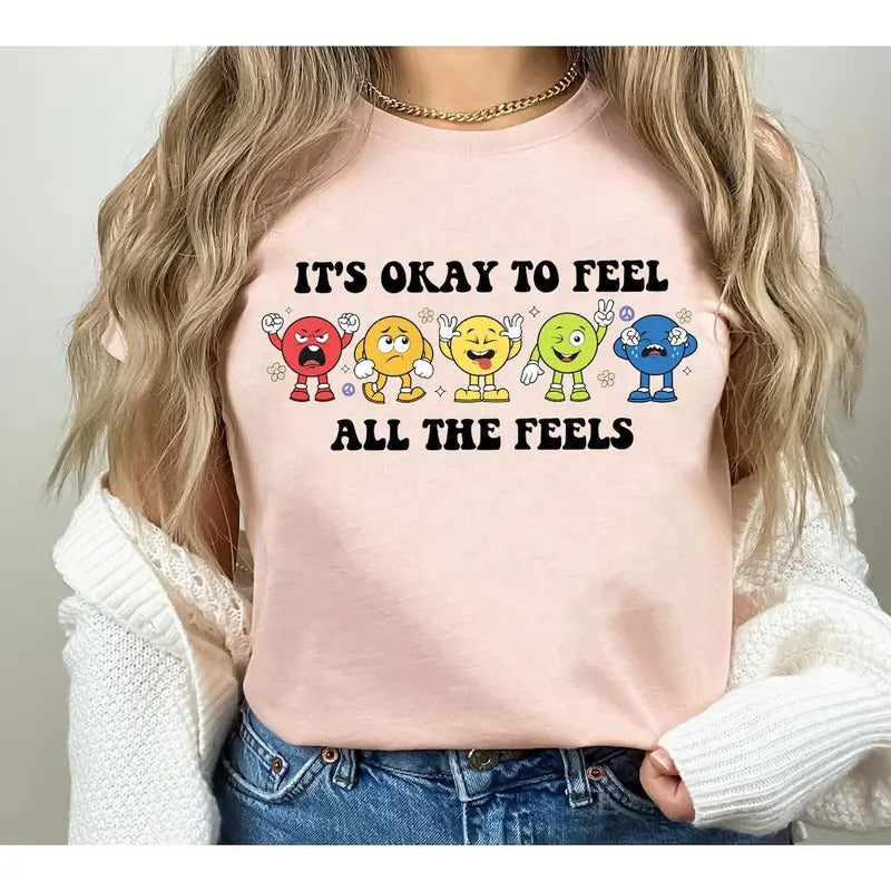 School Counselor Shirt, Its Okay To Feel All The Feels, School Psychologist, Mental Health Shirt, Mental Awareness Hoodie...