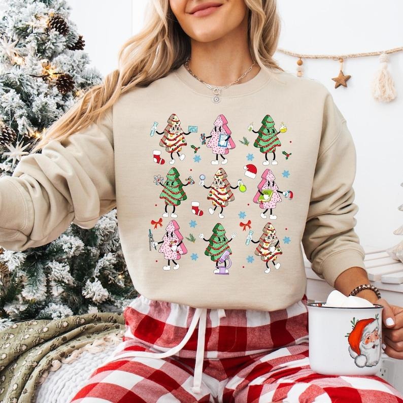 Science Christmas Tree Cake Shirt, Science Teacher Christmas T-shirt, Scientist Xmas Sweatshirt, Lab Tech Xmas Hoodie,...