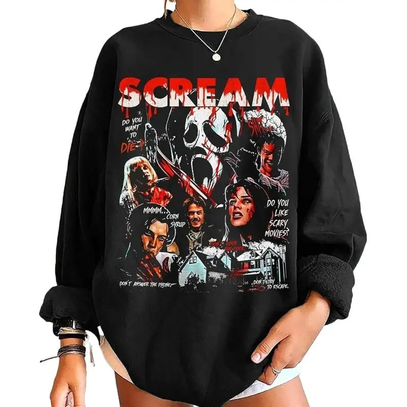 Scream Vinntage Halloween T-Shirt Shirts, Horror Movie Tee, Halloween Shirt, Halloween Party Matching Shirt, Hoodie,...