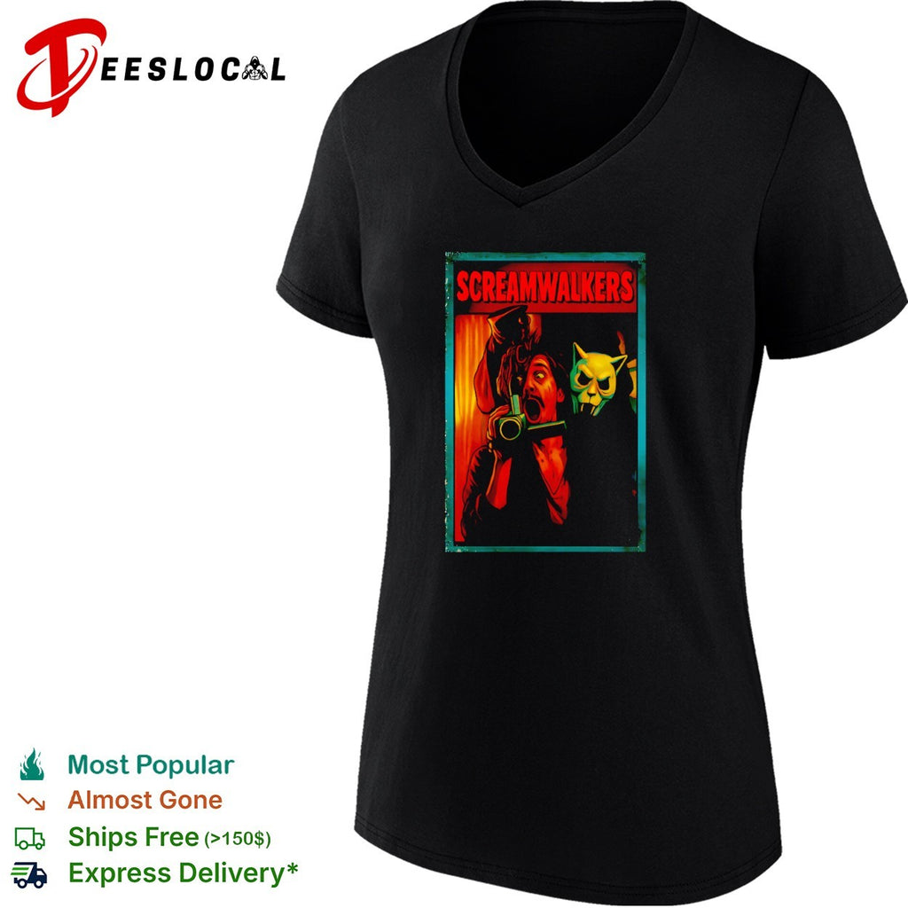 Screamwalkers horror movie vintage poster camera graphic shirt