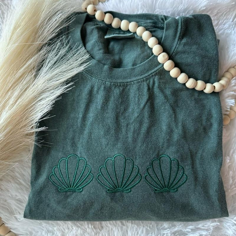 Seashell Embroidered Shirt, Embroidered Tshirt, Summer Tshirt, Embroidered Summer Tshirt Hoodie Sweatshirt