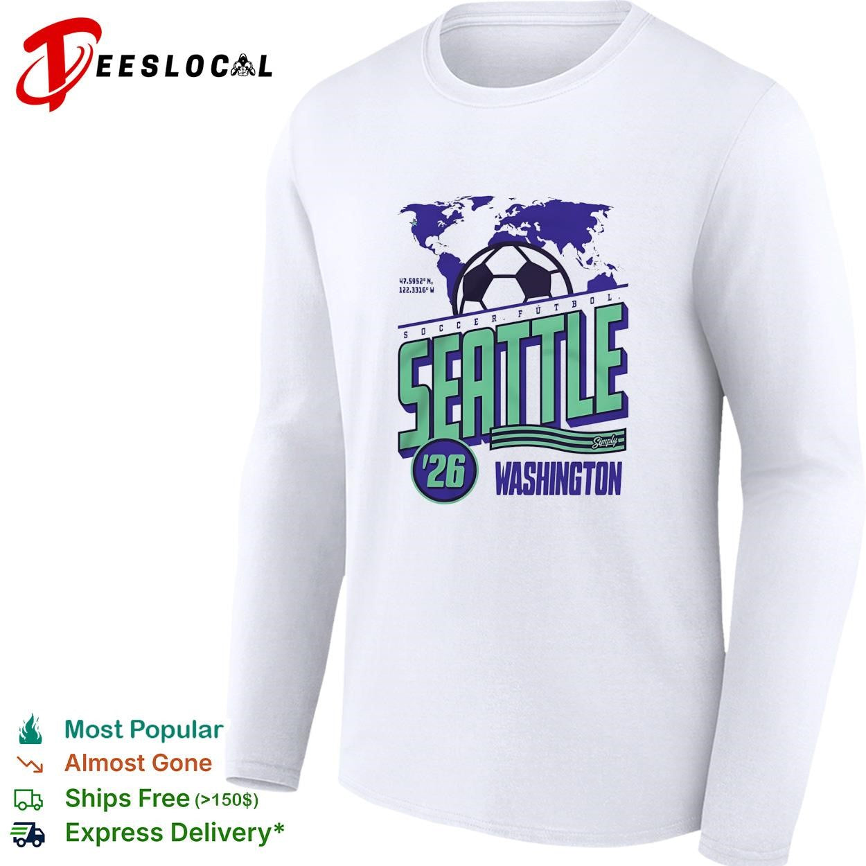Seattle 2026 Washington world map soccer shirt