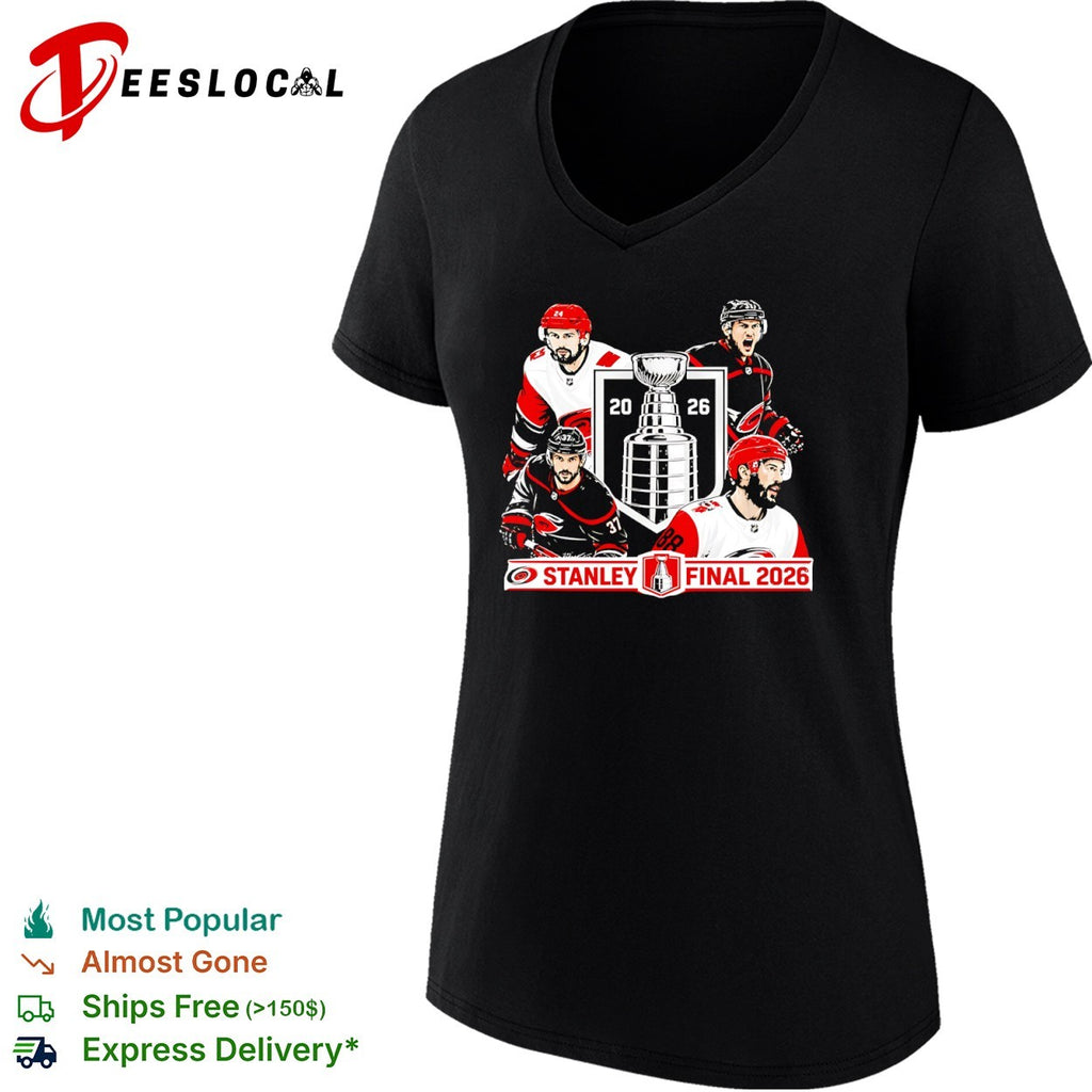 Sebastian Aho Andrei Svechnikov Martin Necas Carolina Hurricanes Stanley Final 2026 shirt