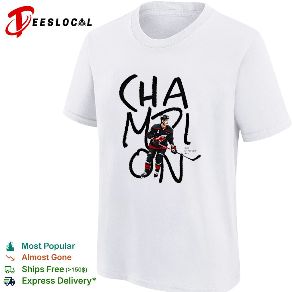 Sebastian Aho Carolina Hurricanes hockey player champion shirt