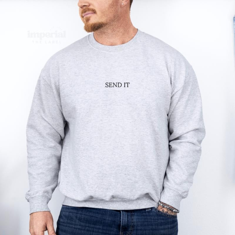 Send It Embroidered Sweatshirt, Unisex Meme Trading Sweatshirt, Trader Sweater, Comfy Trading Funny, Funny Day Trader...