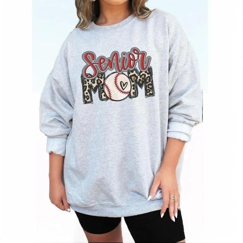 Senior Leopard Baseball Mom Unisex NuBlend Crew Sweatshirt Shirt Hoodie | PrintMintTees.com