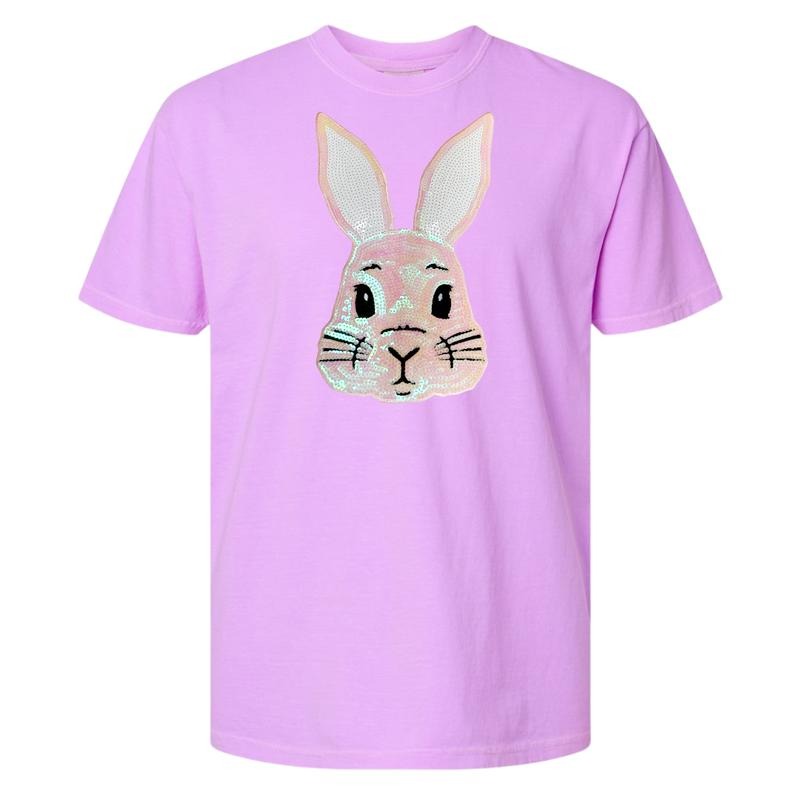 Sequin Bunny Face Comfort Colors T-Shirt Hoodie Sweatshirt | PrintMintTees.com