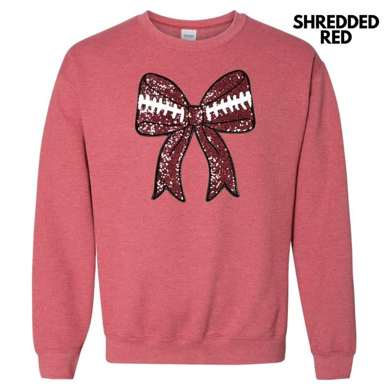 Sequin Football Bow Patch Sweatshirt Shirt Hoodie | PrintMintTees.com