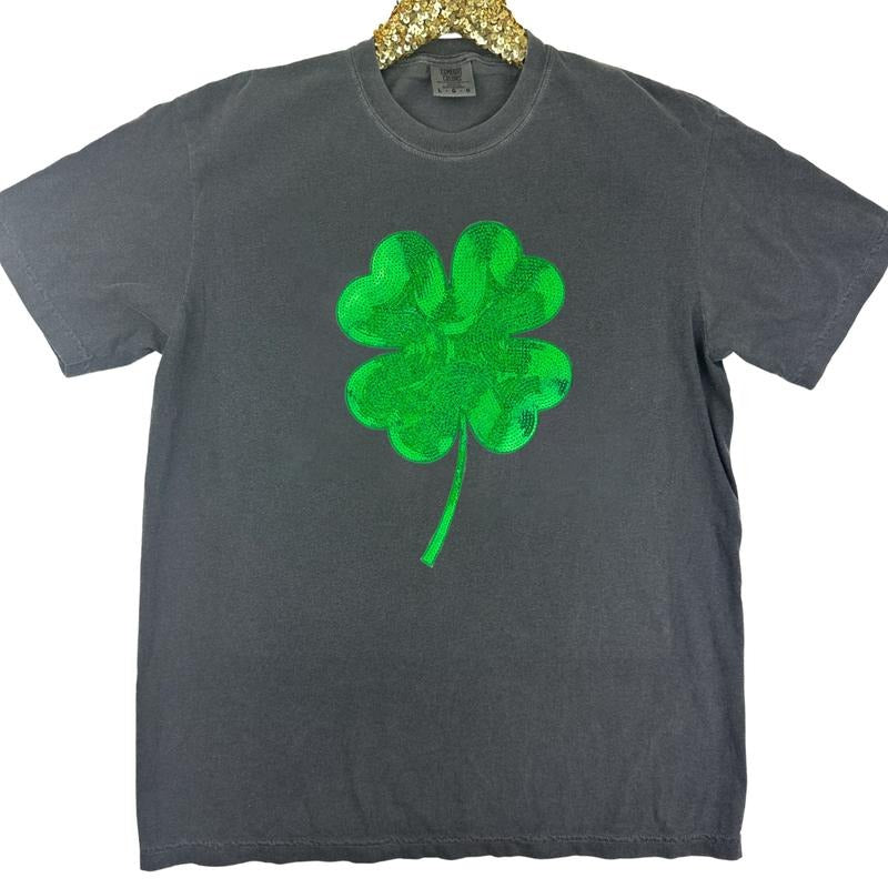 Sequin Shamrock Patch Comfort Colors T-Shirt Hoodie, Sweatshirt | PrintMintTees.com