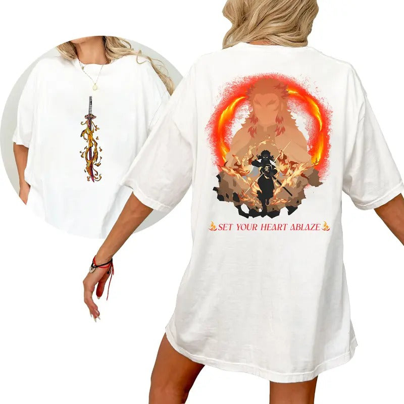 Set Your Heart Ablaze Funny DM Characters Tshirt Crewneck Hoodie Comfort Cotton Sweatshirt | PrintMintTees.com