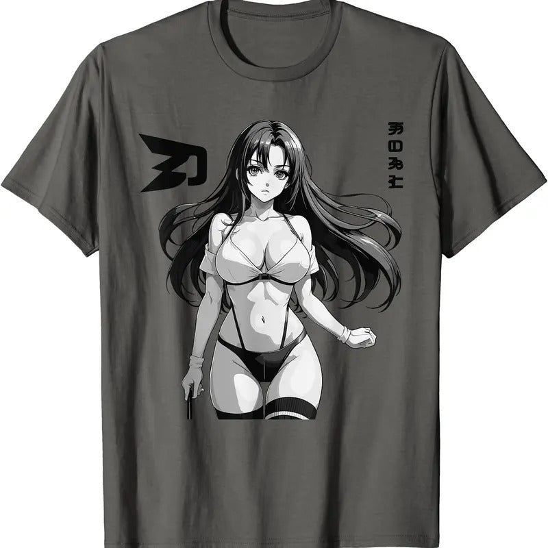 Sexy Waifu Otaku Anime Girl Japanese In Black And White Art TShirt Hoodie Sweatshirt | PrintMintTees.com