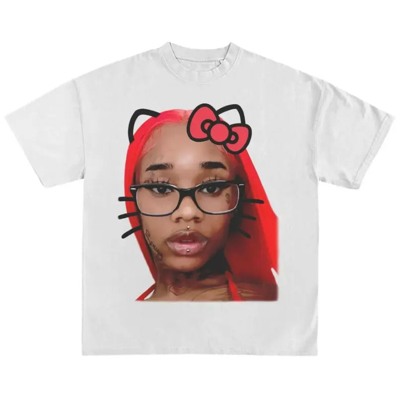 Sexyyy Red shirt Kitty Cute Shirt Cotton Fabric Hoodie, Sweatshirt | PrintMintTees.com