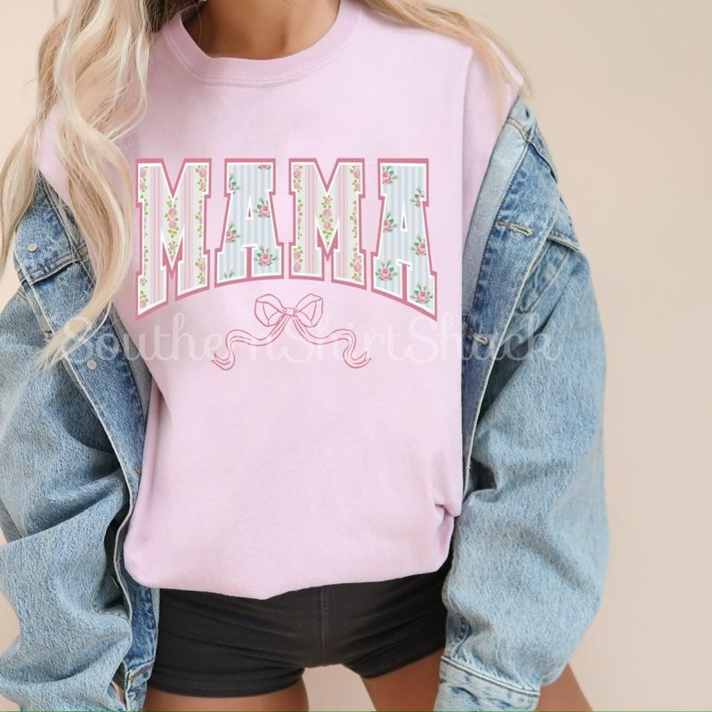 Shabby Chic Varsity Mama T shirt  | Blossom comfort colors T shirt top Hoodie Sweatshirt | PrintMintTees.com